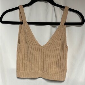 Aerie Ribbed Knit Crop Top - Beige medium sweater material